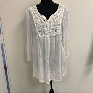 Style & Co. White Textured Tunic Top